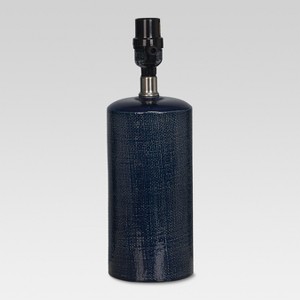 Linen Textured Ceramic Small Lamp Base Dark Blue Lamp Only - Threshold