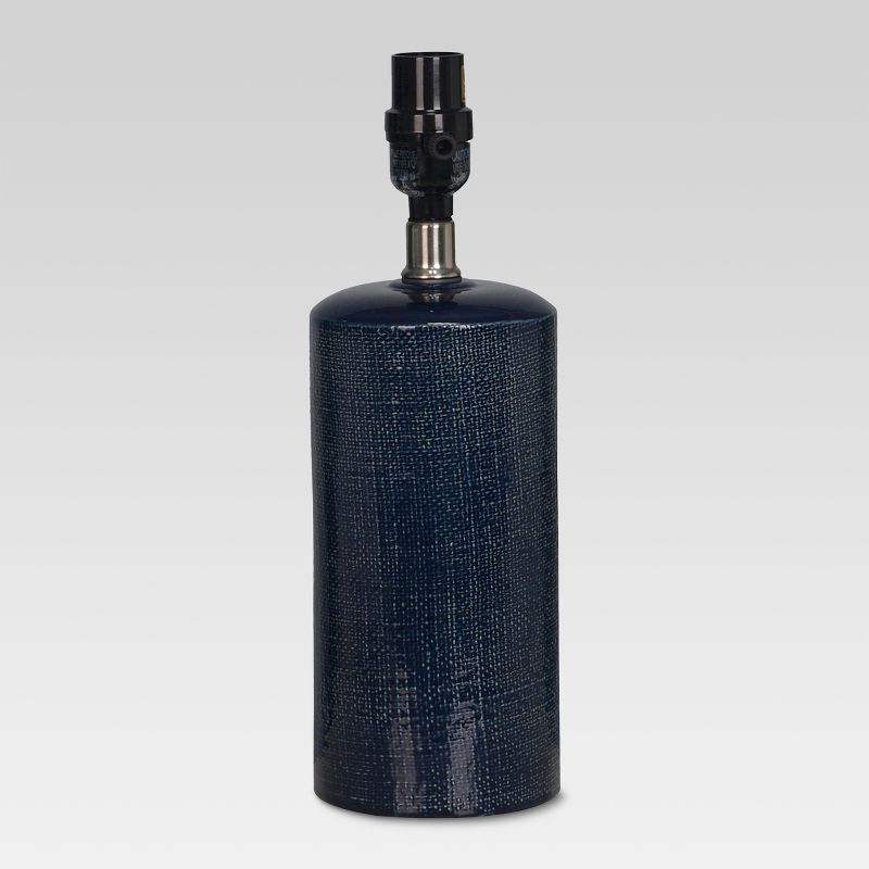 Linen Textured Ceramic Small Lamp Base Dark Blue - Threshold&#153;, 1 of 6