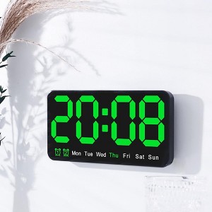 WhizMax 8" Led Digital Wall Clock with with Temperature Date, Green Light - 1 of 4