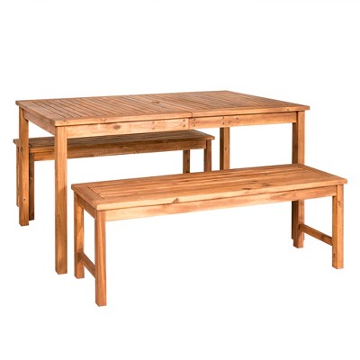 3pc Acacia Wood Simple Patio Dining Set - Saracina Home