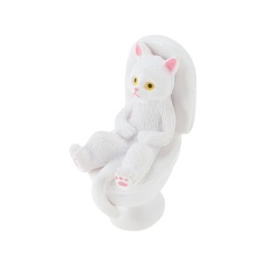 Unique Bargains Decorative Magnets Magnetic Fridge Sticker Irregular Shape Cat in Lying Toilet Pose Synthetic Resin 1Pc - 1 of 3