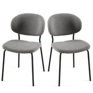 CENGHU Mid-Century Modern Boucle Fabric Dining Chairs, Curved Backrest Upholstered Boucle Dining Chair with Black Metal Legs - 1 of 4