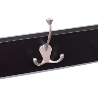Black Wall Mount Coat Rack with Satin Nickel Hooks