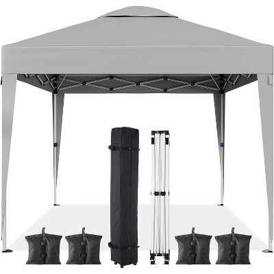Acekool 10x10 Pop Up Canopy Tent, Commercial Instant Outdoor Shelter with Wheeled Bag & Sandbags, Sun Shade for Camping, Beach, Parties, White
