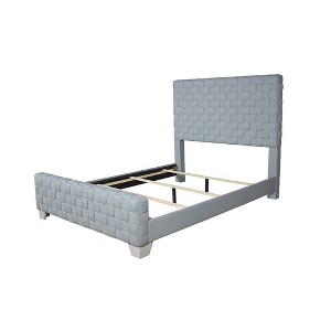 Acme Furniture King 91" Saree Eastern Bed Light Teal Chenille/Gray Finish - 1 of 4