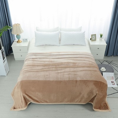 1 Pc Full Microfiber Long Shaggy Bed Blankets Tan - PiccoCasa