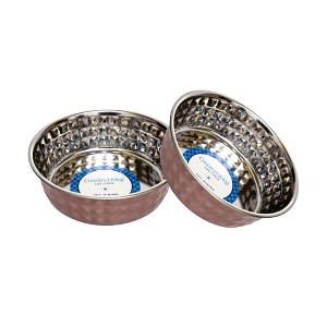 Country Living Set of 2 Hammered Stainless Steel Dog Bowls – Available in 2 Sizes & 4 Color Options - 1 of 4