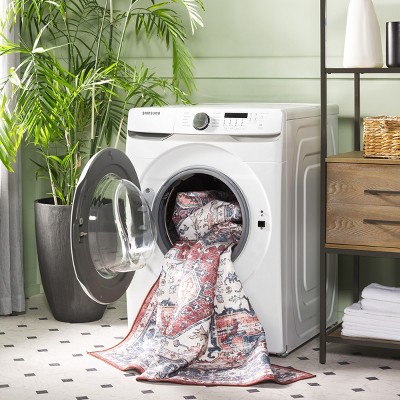 Arizona Brown and Blue Distressed Washable Area Rug 6'x9'