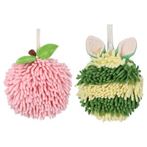 REGALWOVEN 2 Pcs Comfortable Soft Absorbent Chenille Ball Fuzzy Hand Towels - 1 of 4