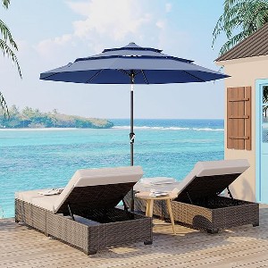 3 Tiers Heavy Duty Patio Umbrella,Outdoor Market Table Umbrellas  , Market Umbrella Outdoor with Ventilation and Hand Crank - 1 of 4