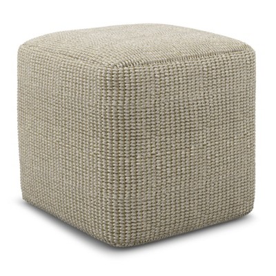 NicBex Chic Square Woven Pouf Ottoman Multicolored Footstool for Living Room, Bedroom,Cream/Natural