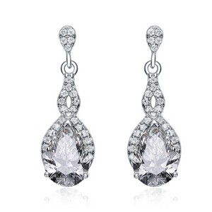 Guili Sterling Silver Teardrop Earrings with Colored Cubic Zirconia – A Mesmerizing Blend of Elegance, Radiance, and Timeless Beauty - 1 of 4