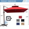 Crestlive Products 10' x 13' Patio Cantilever Umbrella Offset Double Top High-strength Aluminum Pole with 360°Rotation 5 Heights Adjustable Umbrella - 3 of 4