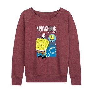 Women's - Spongebob Squarepants - Bubbles Lightweight French Terry Wide Neck Long Sleeve Shirt - 1 of 4