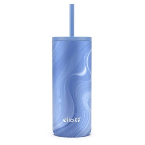 Ello Vita 20oz Stainless Steel Straw Tumbler - Blue/white Swirl : Target