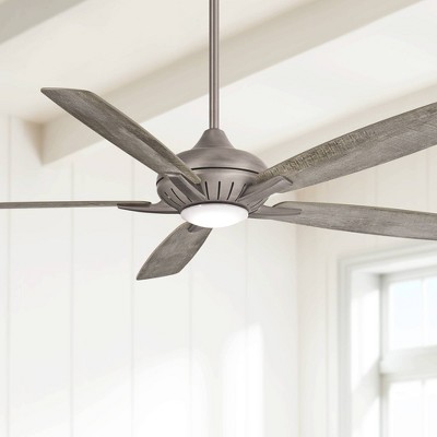 60" Burnished Nickel and Savannah Gray Smart Ceiling Fan with LED Light