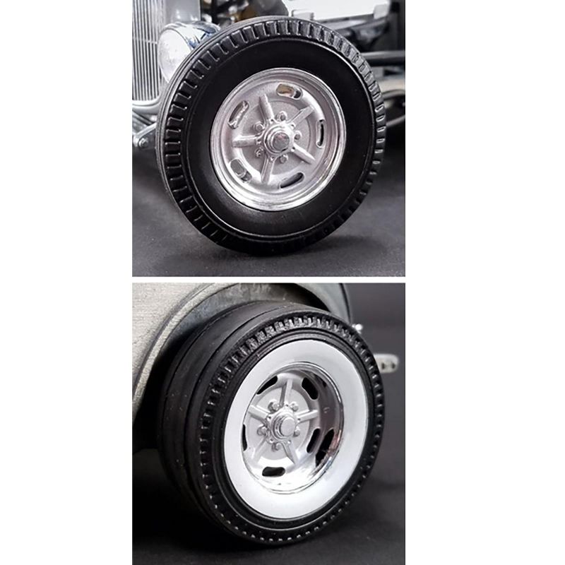 Chrome Salt Flat Wheel and Tire Set of 4 pieces from "1932 Ford 5 Window Hot Rod" 1/18 by Acme 1/18 by Acme, 2 of 4