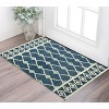 Blue And Ivory Wool Argyle Hand Hooked Area Rug - 2 of 4
