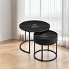 Set of 2 Nesting Round Coffee Tables with Hidden Storage, Modern Side Tables with Adjustable Feet for Living Room, Office - 3 of 4
