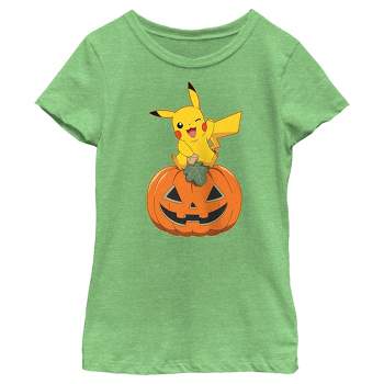 Girl's Pokemon Halloween Pikachu Jack-O'-Lantern T-Shirt