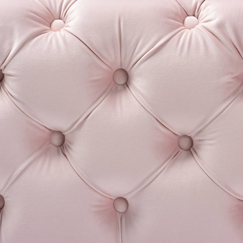 Avara Velvet Finished Button Tufted Ottoman Pink - Baxton Studio, 4 of 9