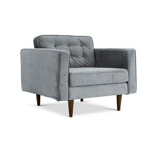 Velvet Mid-Century Modern Oversized Lounge Chair with Button Tufted Accent, Ideal Comfort - 1 of 4