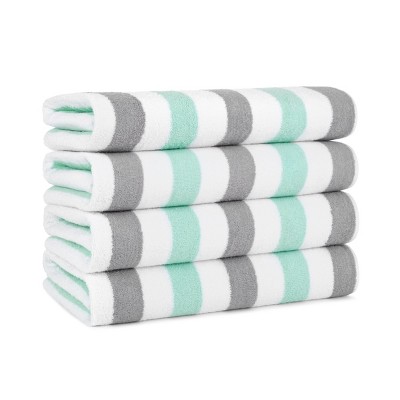 Arkwright Oversized Beach Towels (30x70, 4-Pack), Soft Ringspun Cotton Cabo Cabana Striped Beach Towel, Pool Towel, Bath Towel