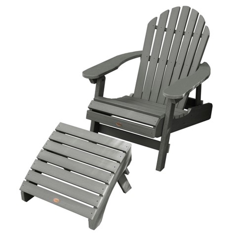 Adult-Size Highwood Hamilton Folding and Reclining Adirondack Chair Black 
