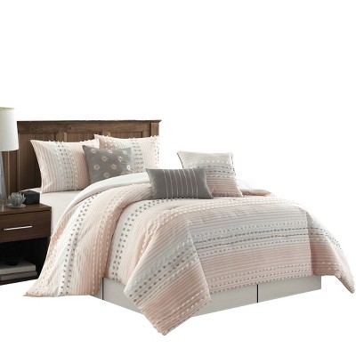 Clarion Pink Queen Microfiber 7-Piece Comforter Set