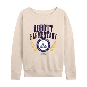 Women's - Abbott Elementary - Collegiate Lightweight French Terry Wide Neck Long Sleeve Shirt - 1 of 4