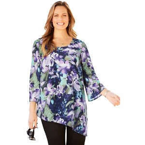 Catherines Women's Plus Size Art-To-Wear Blouse - 1 of 4