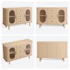 GarveeHome 47" Sideboard Buffet Cabinet with 2 Fluted Glass Doors & 3 Drawers, Modern Farmhouse Accent Coffee Bar with Adjustable Shelves - 3 of 4