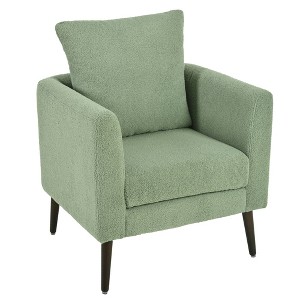 Zeus & Ruta Mid-Century Upholstered Accent Chair with Cushion and Wooden Legs - 1 of 4
