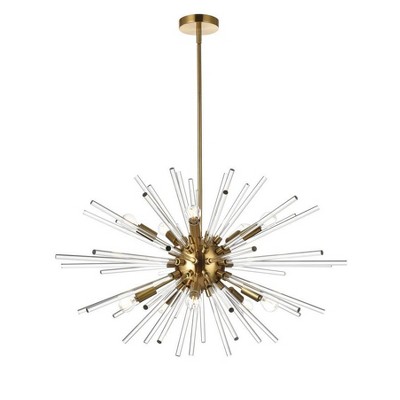 Elegant Lighting Sienna 32 inch crystal rod pendant in gold