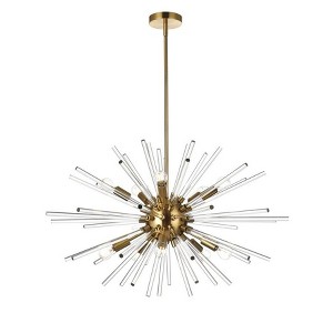 Elegant Lighting Sienna 32 inch crystal rod pendant in gold - 1 of 4
