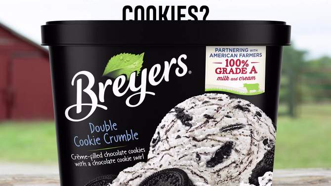 Breyers Double Cookie Crumble Frozen Dairy Dessert With Chocolate Cookie Swirl - 48oz, 2 of 8, play video