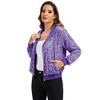 Anna-Kaci Women's Hooded Sequin Jacket with Front Zipper Closure and Ribbed Trim - XX Large, Purple - 3 of 4