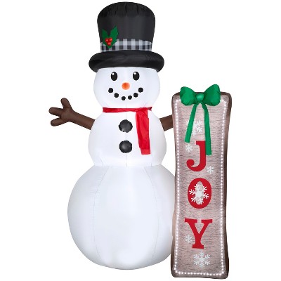 Gemmy Christmas Inflatable Snowman With Sign, 7 Ft Tall, Multi : Target