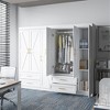 APRILSOUL Shaker Style Classic Three-Door Wardrobe, Wood Bedroom Armoire with Hanging Rod and Shelves - 3 of 4