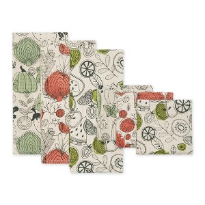 Design Imports  Printed Dishtowel & Dishcloth Set 6 Piece, Veggie Print, Dt 18X28", Dc 13X13" - 1 of 4