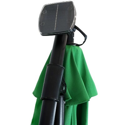 Emerald Green 9' Steel Cantilever Patio Umbrella with Solar LED Lights