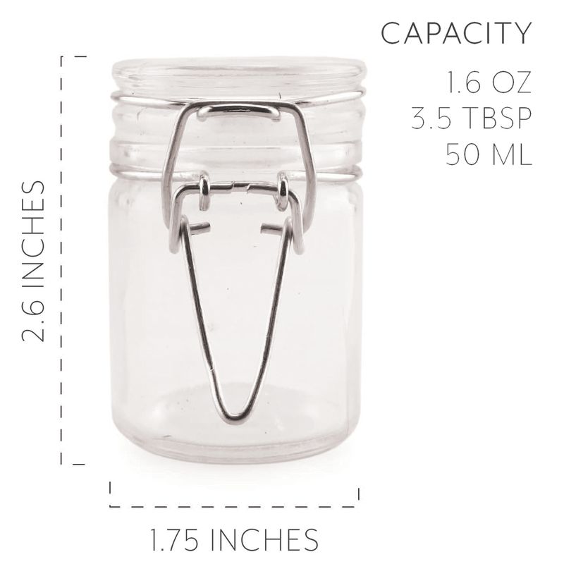 Cornucopia Brands 1.6oz Herbs Mini Storage Jars w/Clamp Top Rubber Gasket 12pk; 50ml Airtight Odor-Proof Vials w/Hermes Lid, 2 of 8