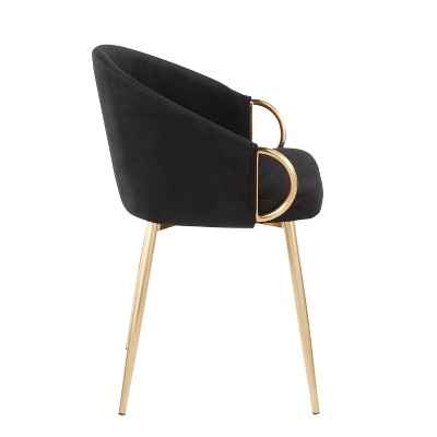 Elegant Black Velvet and Gold Metal Contemporary Dining Chair