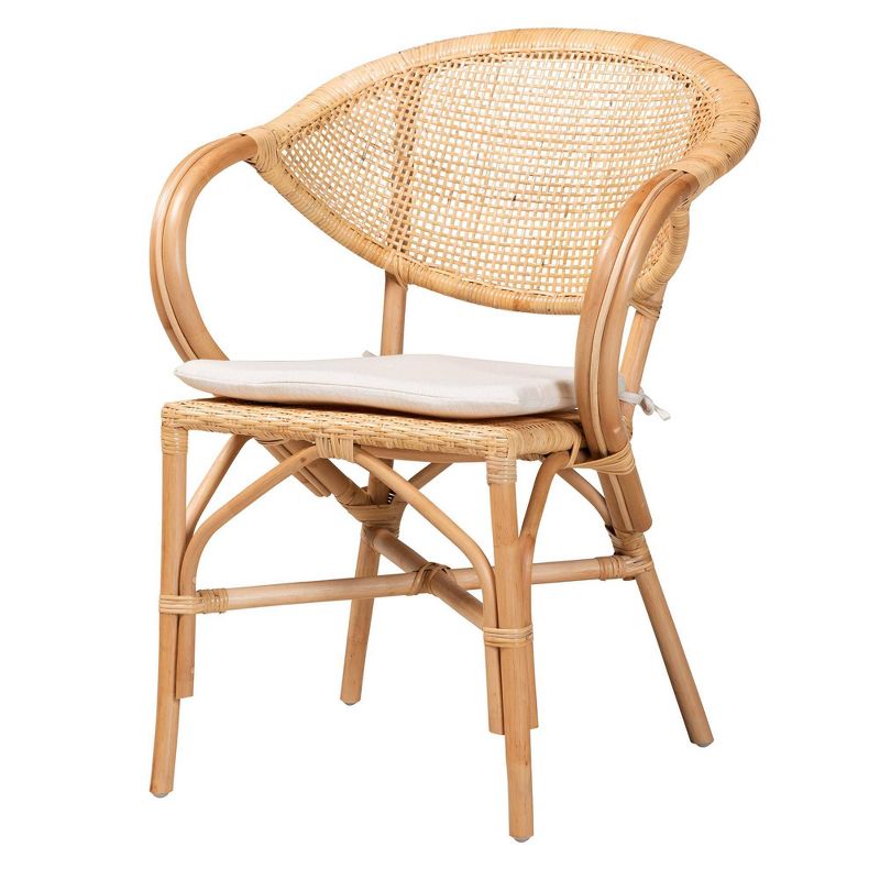 Varick Rattan Dining Chair Set Natural/Brown - bali & pari: Foam Cushion, Armrests, Fully Assembled, 3 of 13