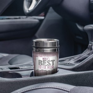 Elanze Designs World's Best Foster Mom Purple #FosterLove 17 Ounce Stainless Steel Travel Tumbler - 1 of 2