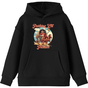 "Parking Lot Pioneer" Old West Wagon Football Cowboy Youth Long Sleeve Hoodie - 1 of 2