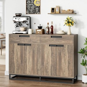 55in Sideboard Buffet Cabinet,Large Accent Modern Storage Cabinet with Metal Frame Base 2 Drawers and 4 Doors,Coffee Bar Table for Kitchen,Dining Room - 1 of 4