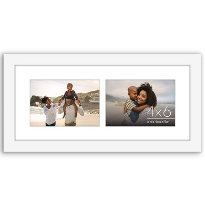 Americanflat 4x6 Double Picture Frame - Fits Two 4x6 Photos or use as One 6x14 Frame -- Collage Frames for Tabletop and Wall Display - White