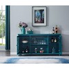 60" Sideboard Buffet Table & TV Stand Storage Cabinet with Solid Wood Legs, Tempered Glass Doors, and Adjustable Shelves - 3 of 4