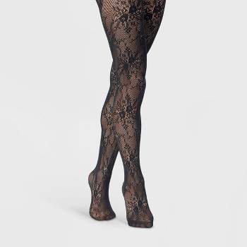 INC International Concepts Women's Flocked Floral Tights XS/S, S/M